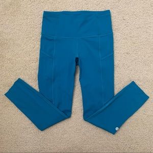 Lululemon Fast and Free Non-Reflective Leggings 25" Hawaiian Blue - Size 4